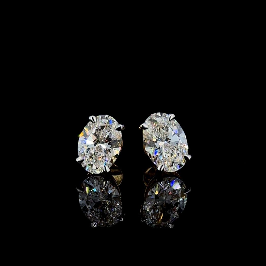 Oval 2 ct Solitaire Earrings