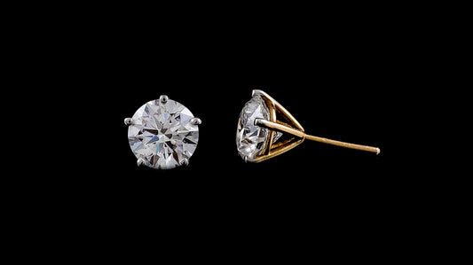 Round 1 ct Solitaire Earrings (cage setting)