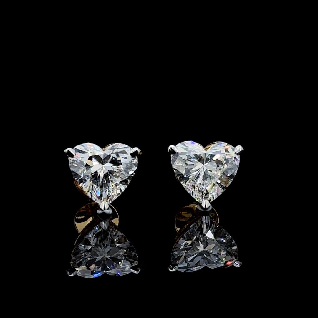 Heart Shape Solitaire Earrings (2 carat ) pair