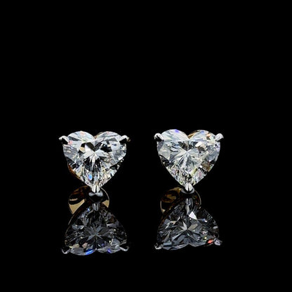 Heart Shape Solitaire Earrings (2 carat ) pair