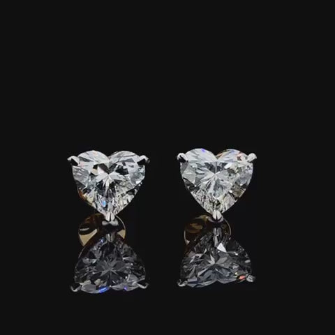 Heart Shape Solitaire Earrings (2 carat ) pair